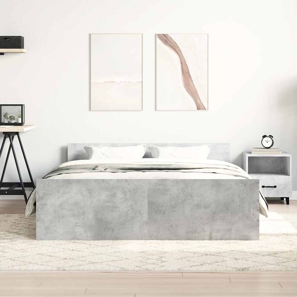 Bed Frame without Mattress Concrete Grey 135x190 cm Double