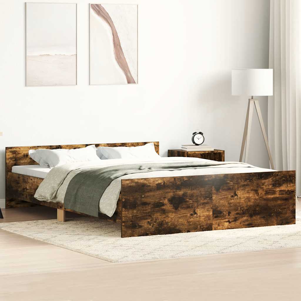 Bed Frame without Mattress Smoked Oak 135x190 cm Double