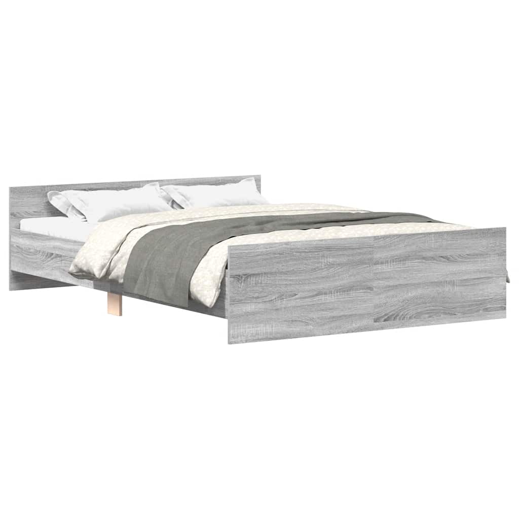 Bed Frame without Mattress Grey Sonoma 135x190 cm Double