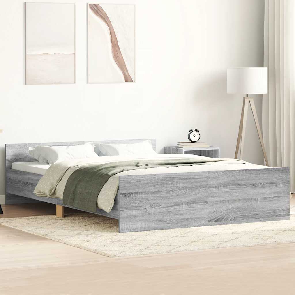 Bed Frame without Mattress Grey Sonoma 135x190 cm Double