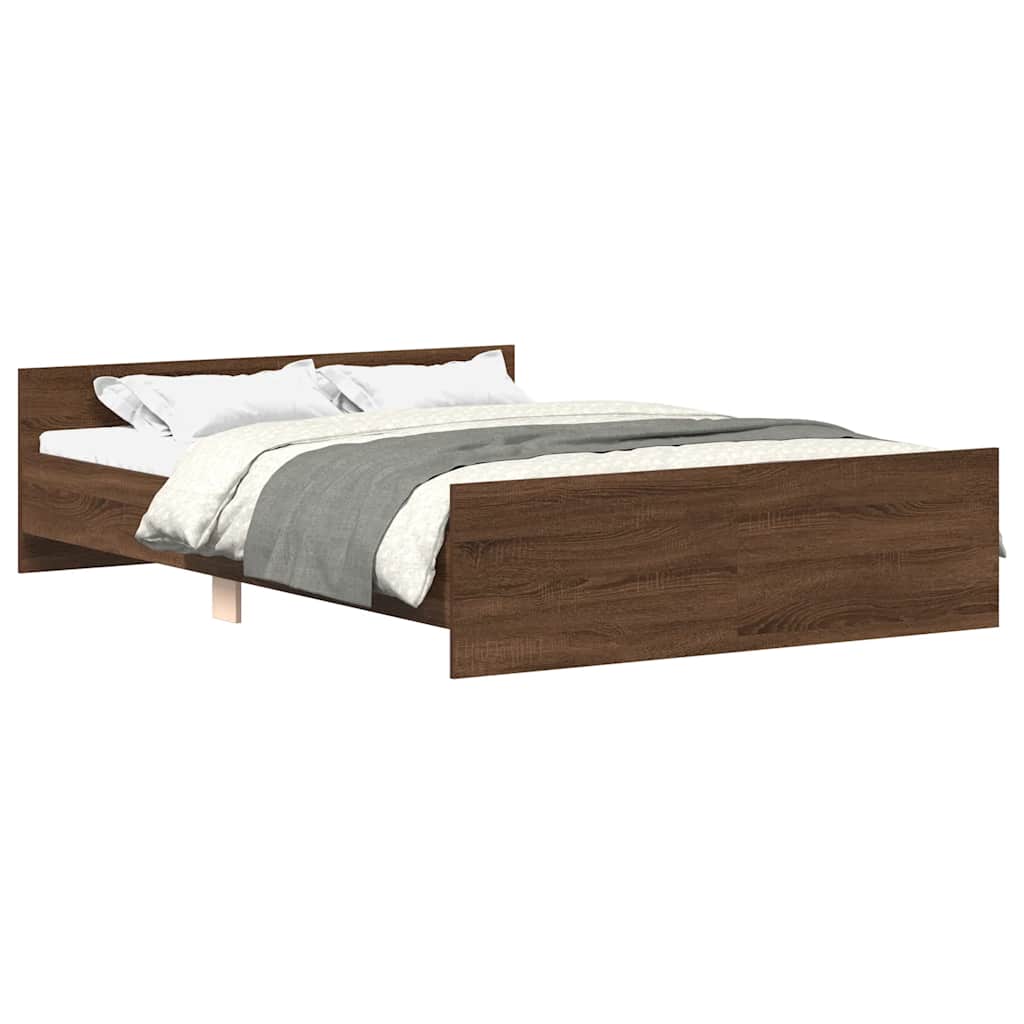 Bed Frame without Mattress Brown Oak 135x190 cm Double