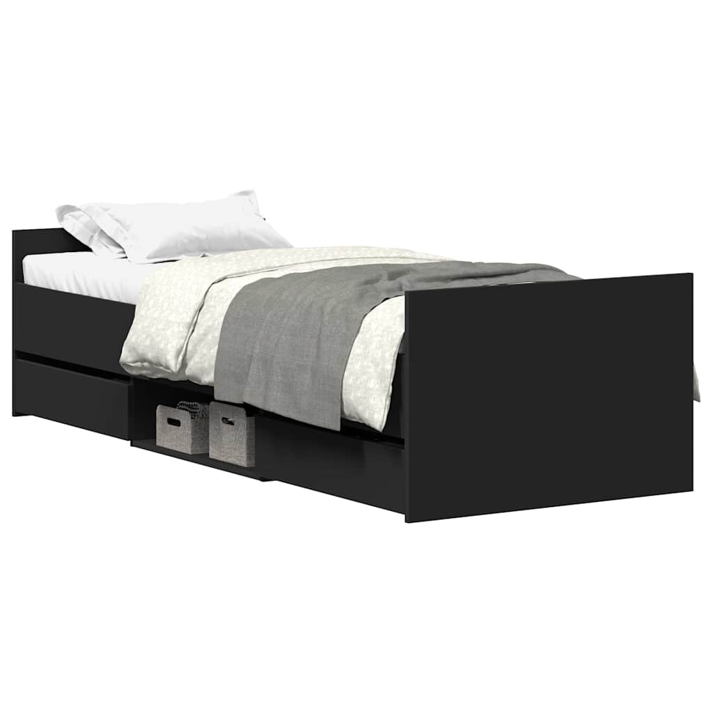 Bed Frame without Mattress Black 100x200 cm