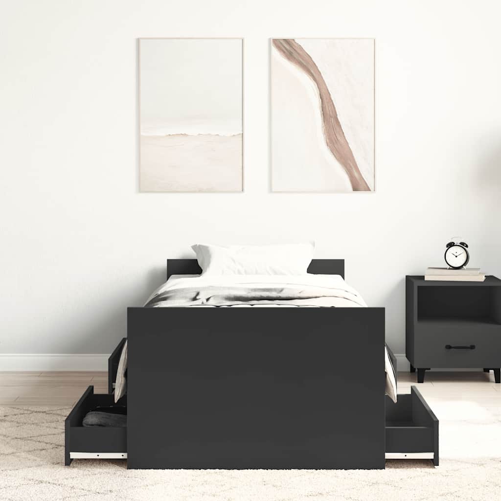 Bed Frame without Mattress Black 100x200 cm