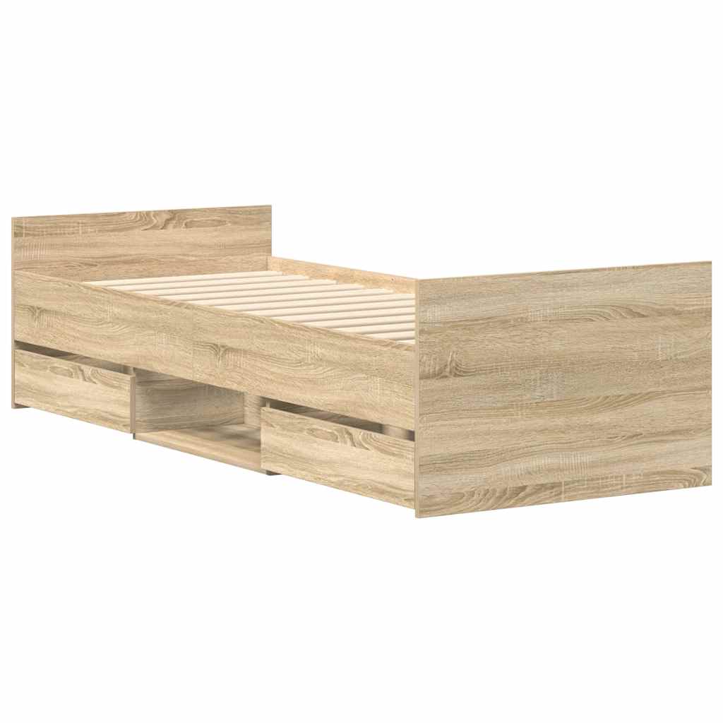 Bed Frame without Mattress Sonoma Oak 100x200 cm