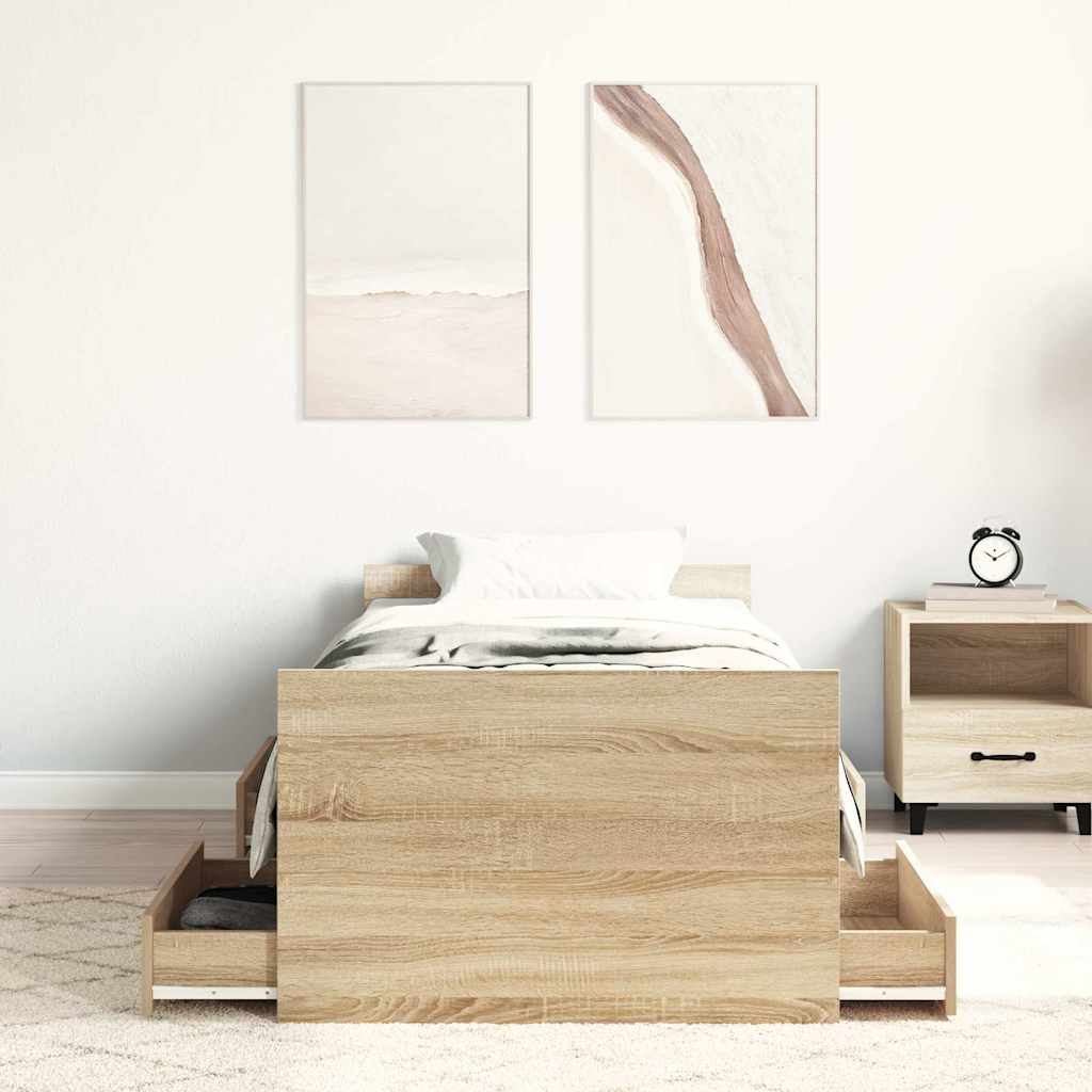 Bed Frame without Mattress Sonoma Oak 100x200 cm