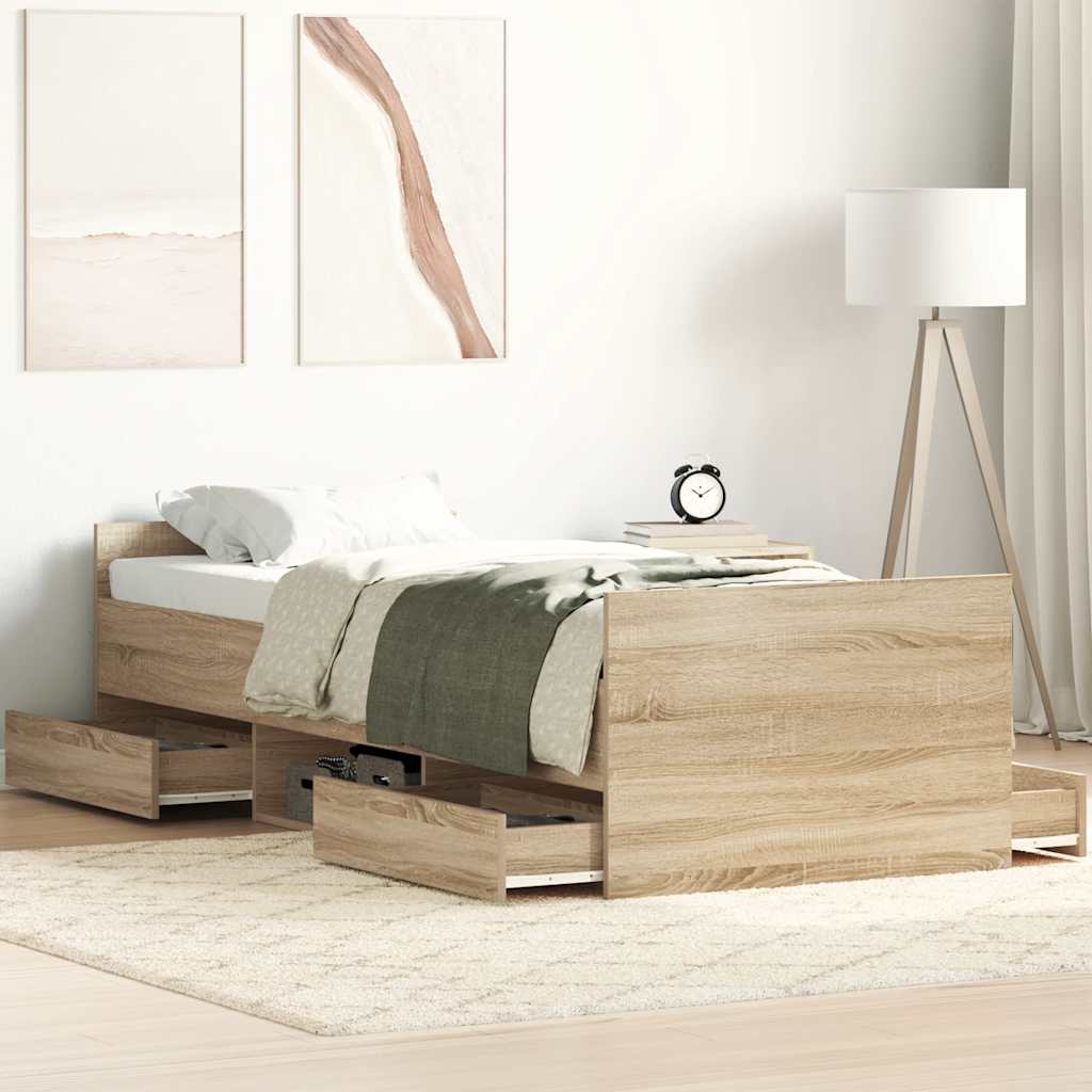 Bed Frame without Mattress Sonoma Oak 100x200 cm