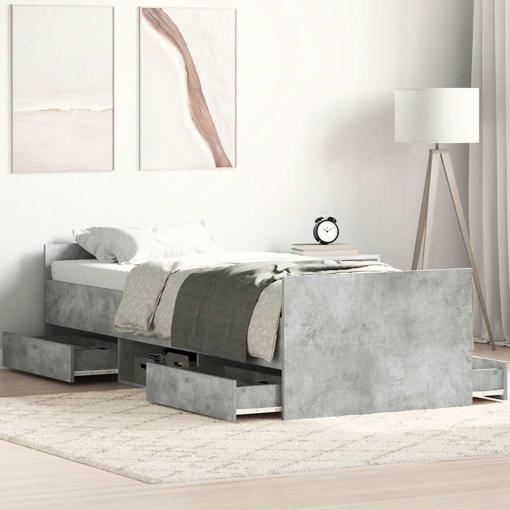 Bed Frame without Mattress Concrete Grey 100x200 cm