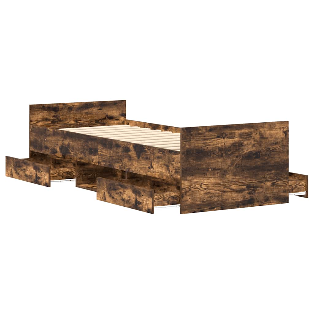 Bed Frame without Mattress Smoked Oak 100x200 cm