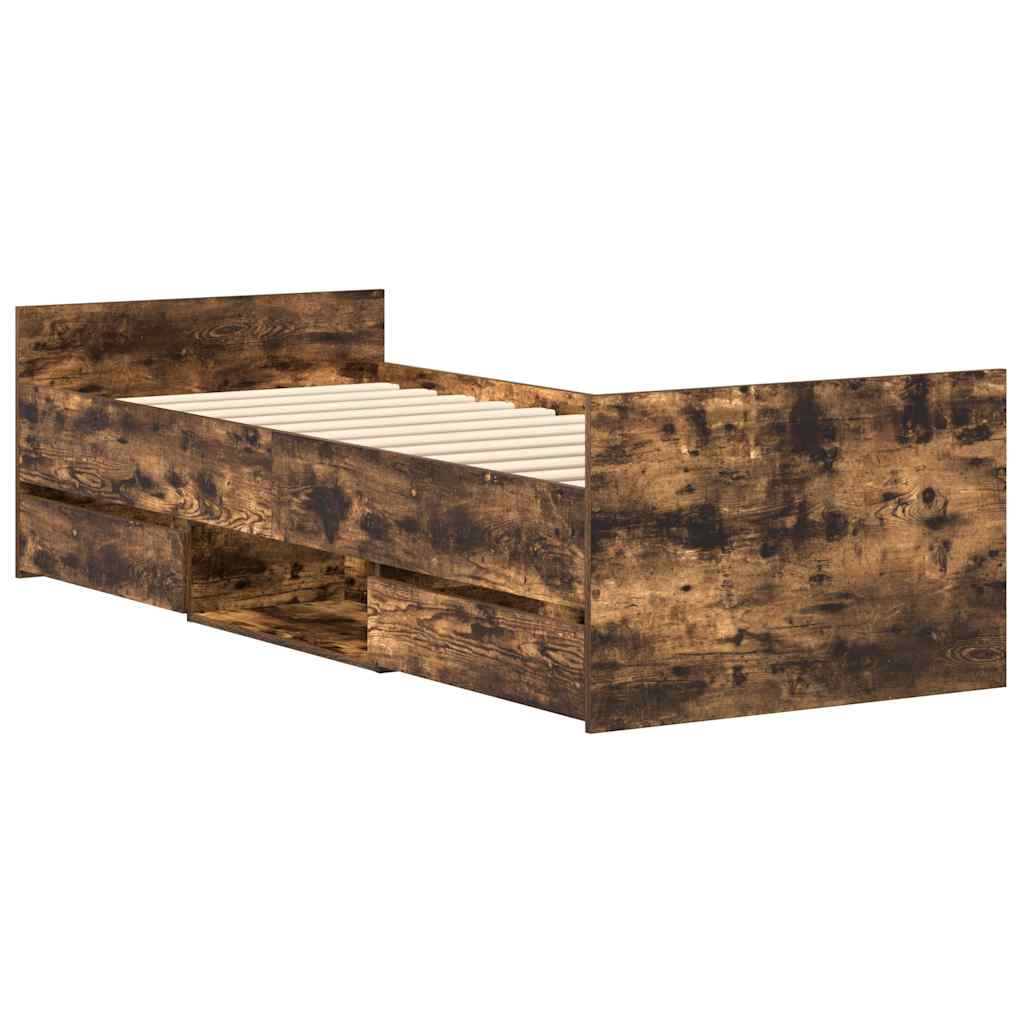 Bed Frame without Mattress Smoked Oak 100x200 cm