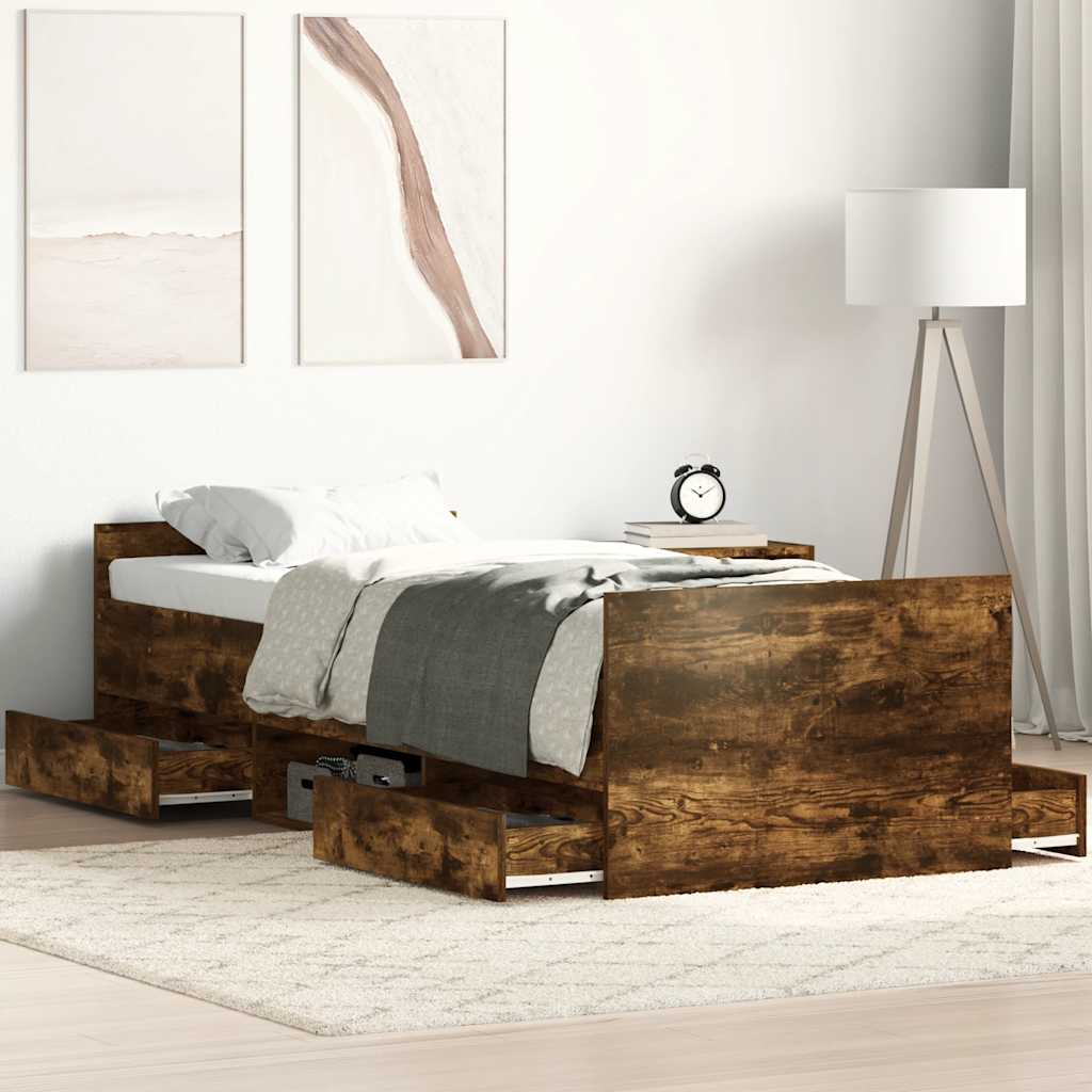 Bed Frame without Mattress Smoked Oak 100x200 cm
