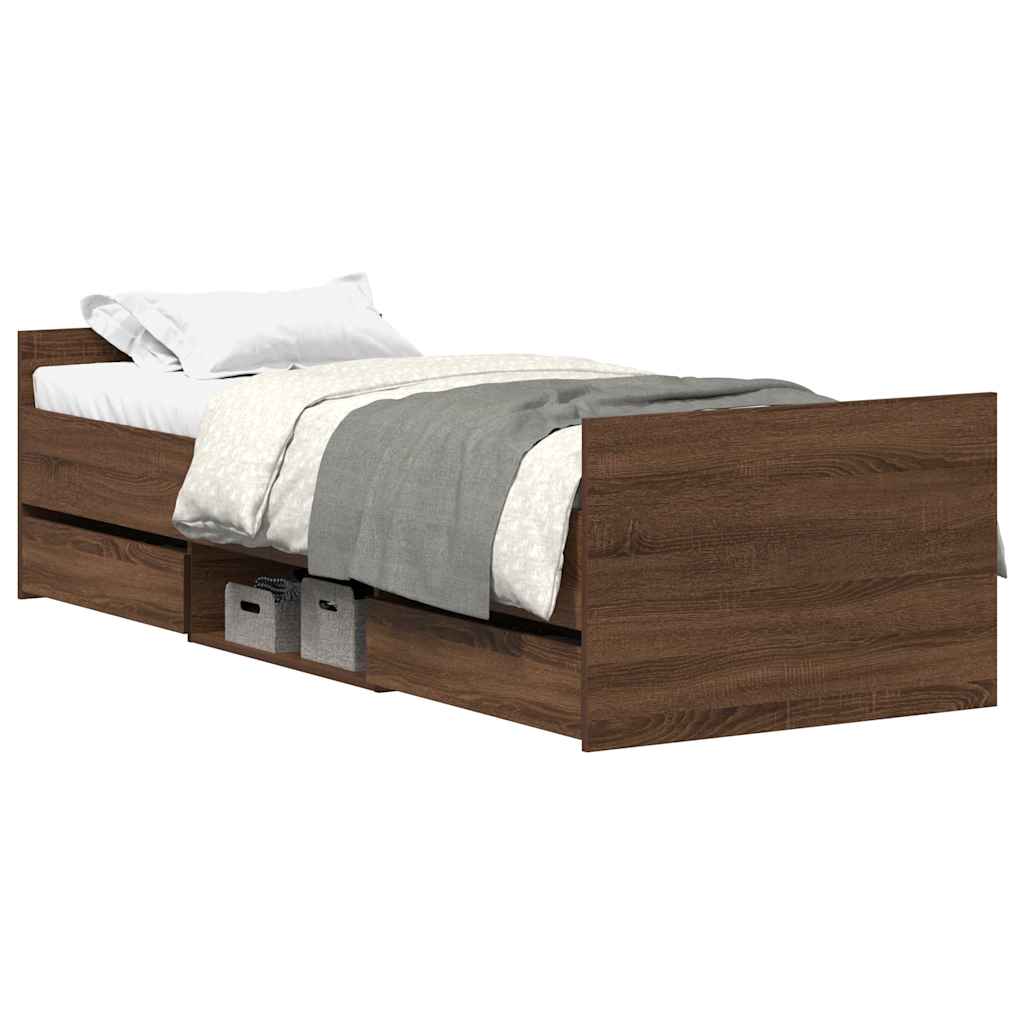 Bed Frame without Mattress Brown Oak 100x200 cm