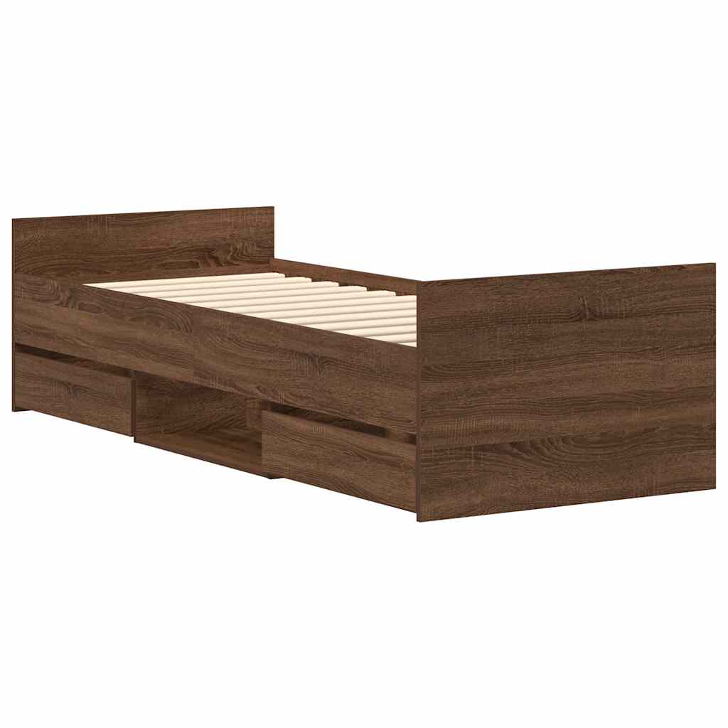 Bed Frame without Mattress Brown Oak 100x200 cm