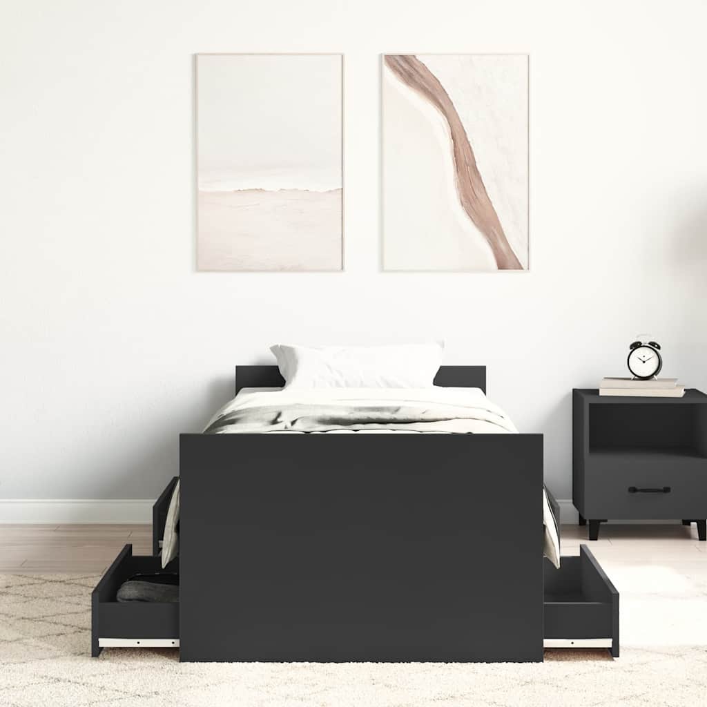 Bed Frame without Mattress Black 90x200 cm