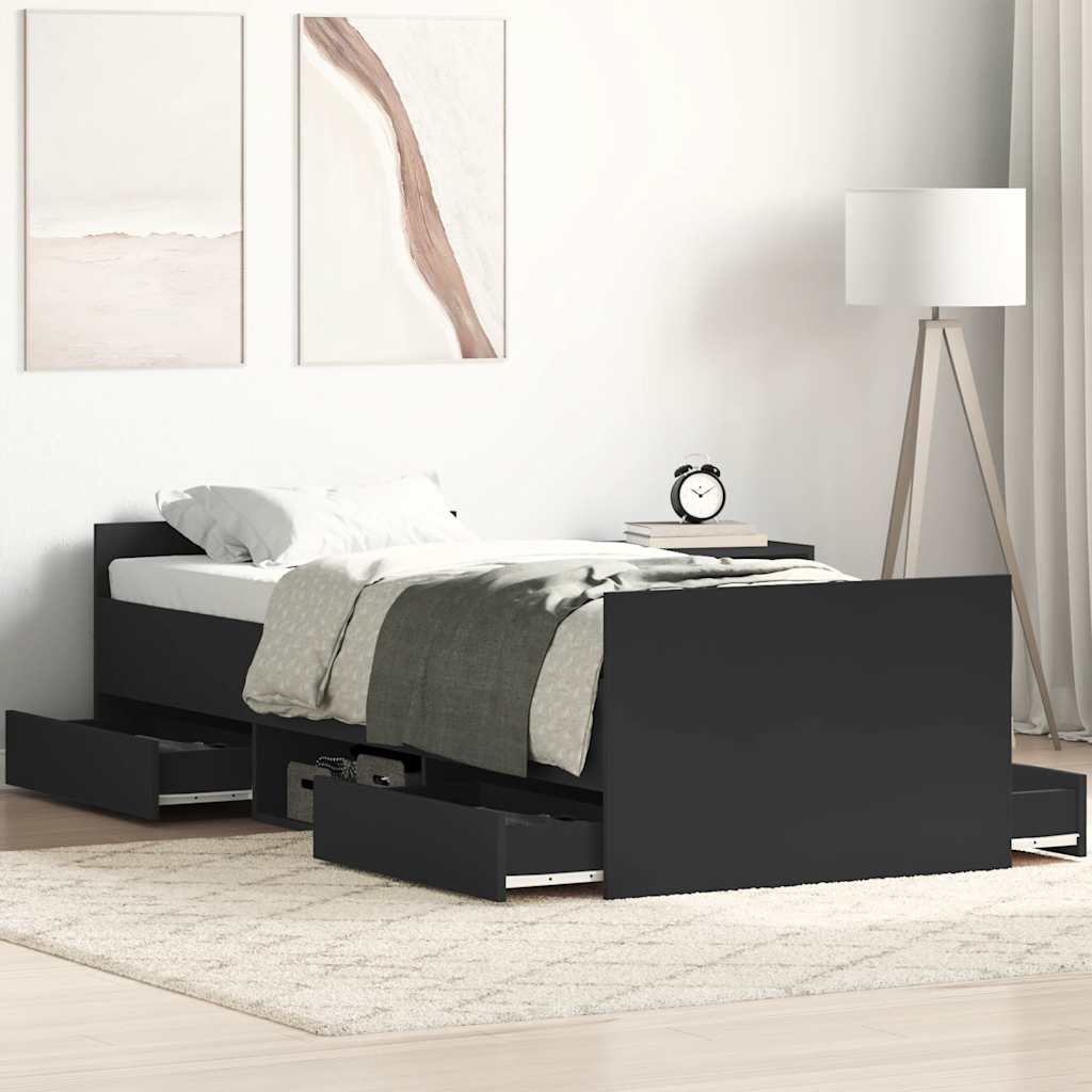 Bed Frame without Mattress Black 90x200 cm