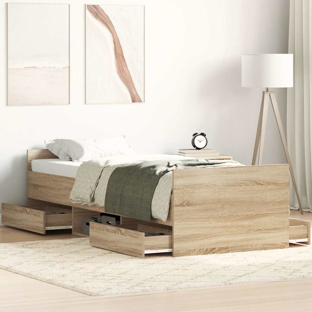 Bed Frame without Mattress Sonoma Oak 90x200 cm