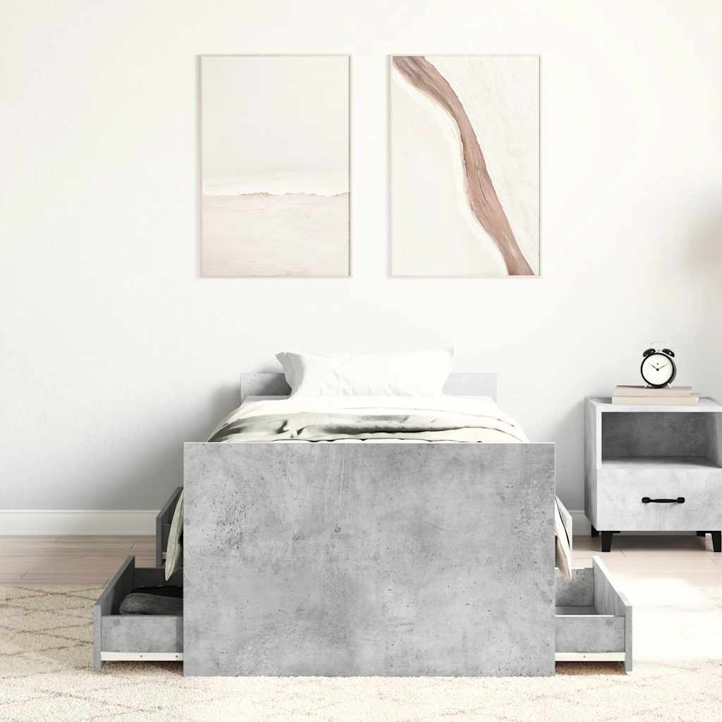 Bed Frame without Mattress Concrete Grey 90x200 cm