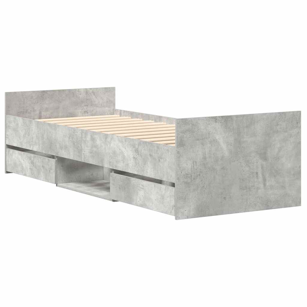 Bed Frame without Mattress Concrete Grey 90x200 cm