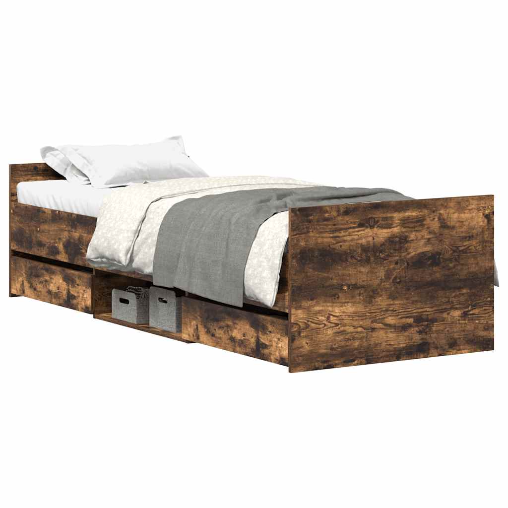 Bed Frame without Mattress Smoked Oak 90x200 cm