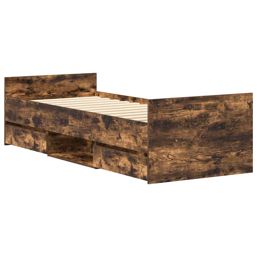 Bed Frame without Mattress Smoked Oak 90x200 cm