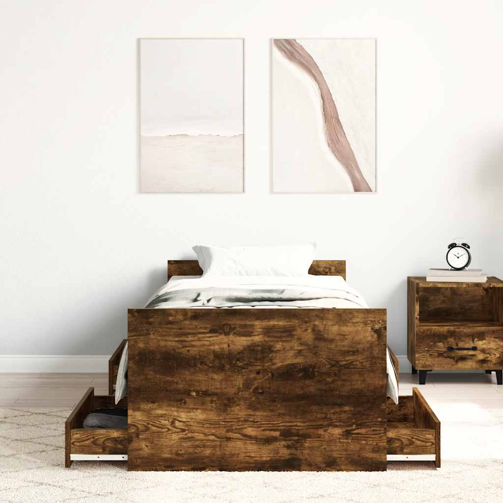 Bed Frame without Mattress Smoked Oak 90x200 cm