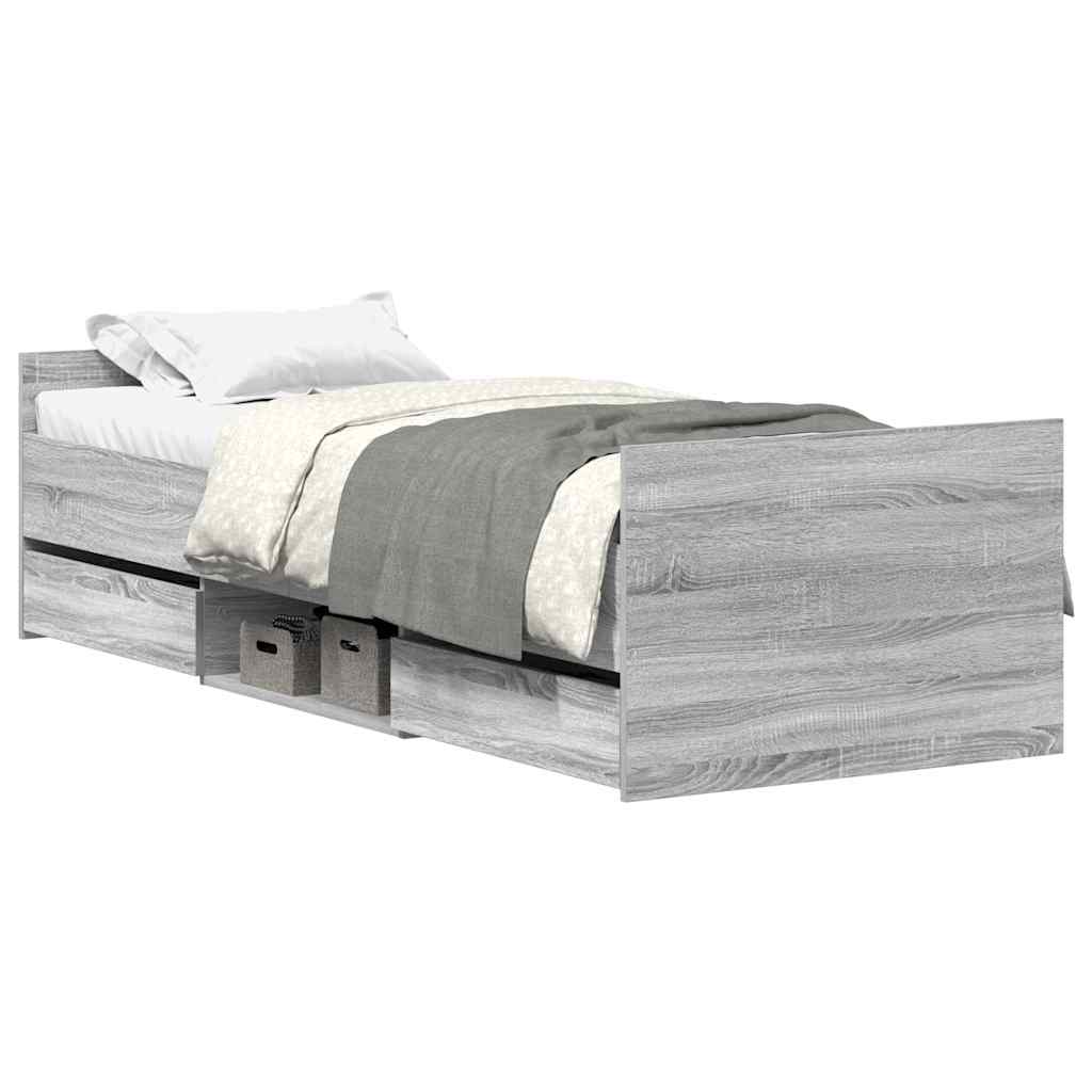 Bed Frame without Mattress Grey Sonoma 90x200 cm