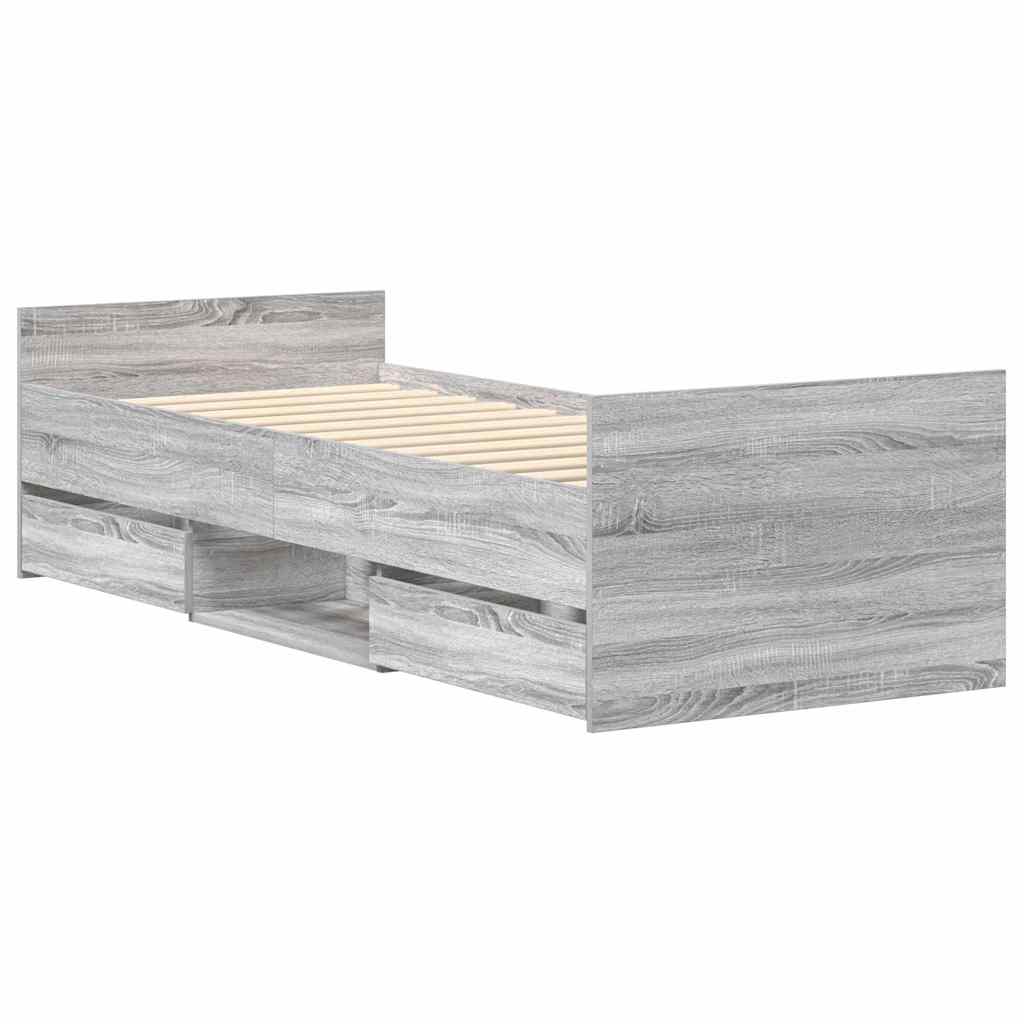 Bed Frame without Mattress Grey Sonoma 90x200 cm