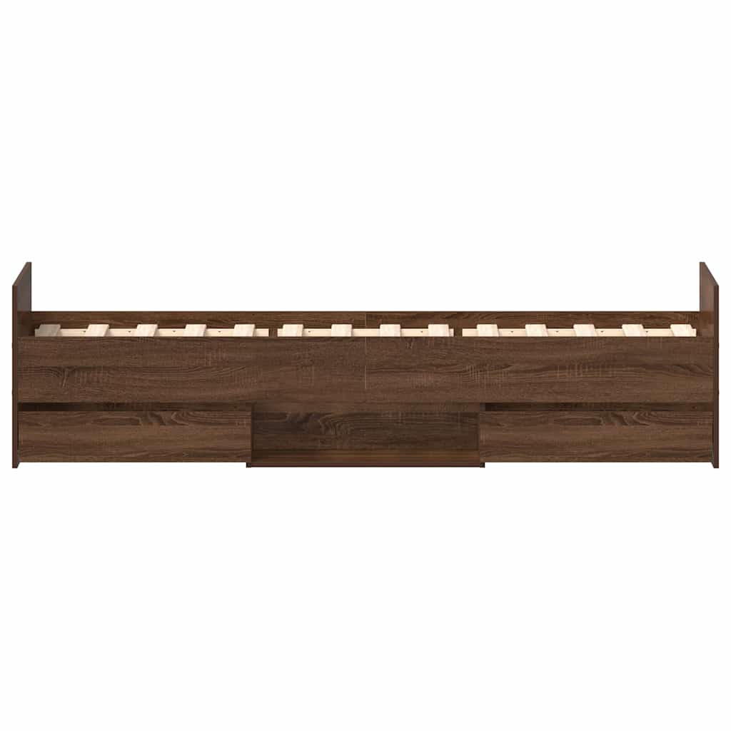 Bed Frame without Mattress Brown Oak 90x200 cm