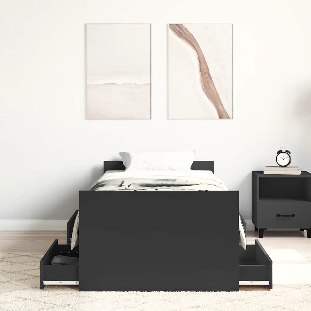 Bed Frame without Mattress Black 90x190 cm Single
