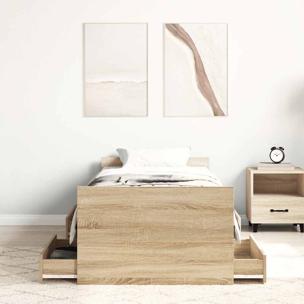 Bed Frame without Mattress Sonoma Oak 90x190 cm Single