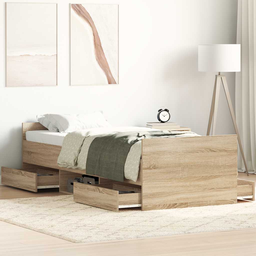 Bed Frame without Mattress Sonoma Oak 90x190 cm Single