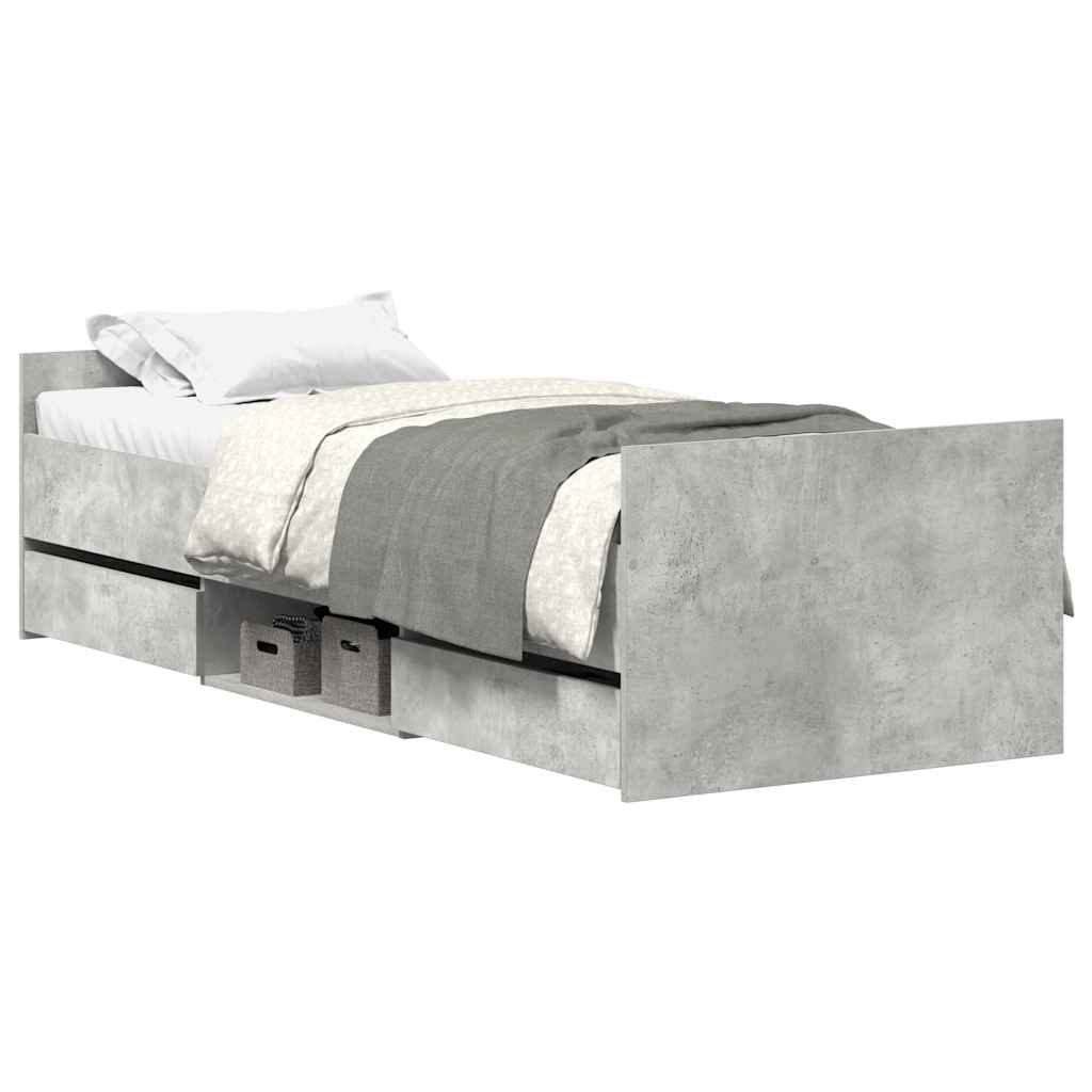 Bed Frame without Mattress Concrete Grey 90x190 cm Single