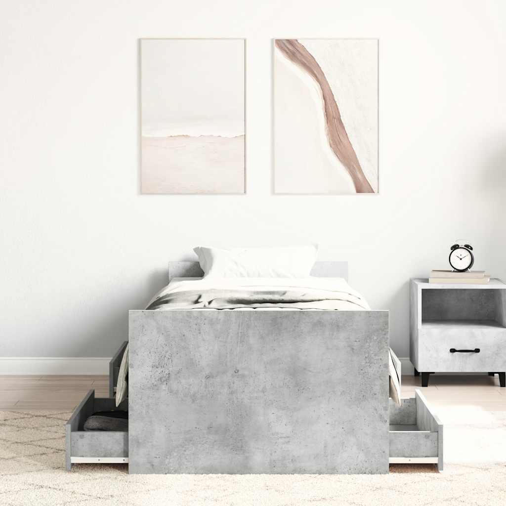 Bed Frame without Mattress Concrete Grey 90x190 cm Single