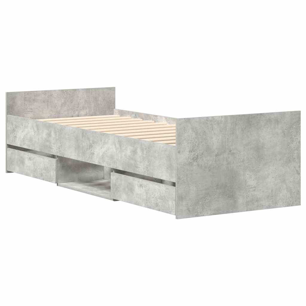 Bed Frame without Mattress Concrete Grey 90x190 cm Single