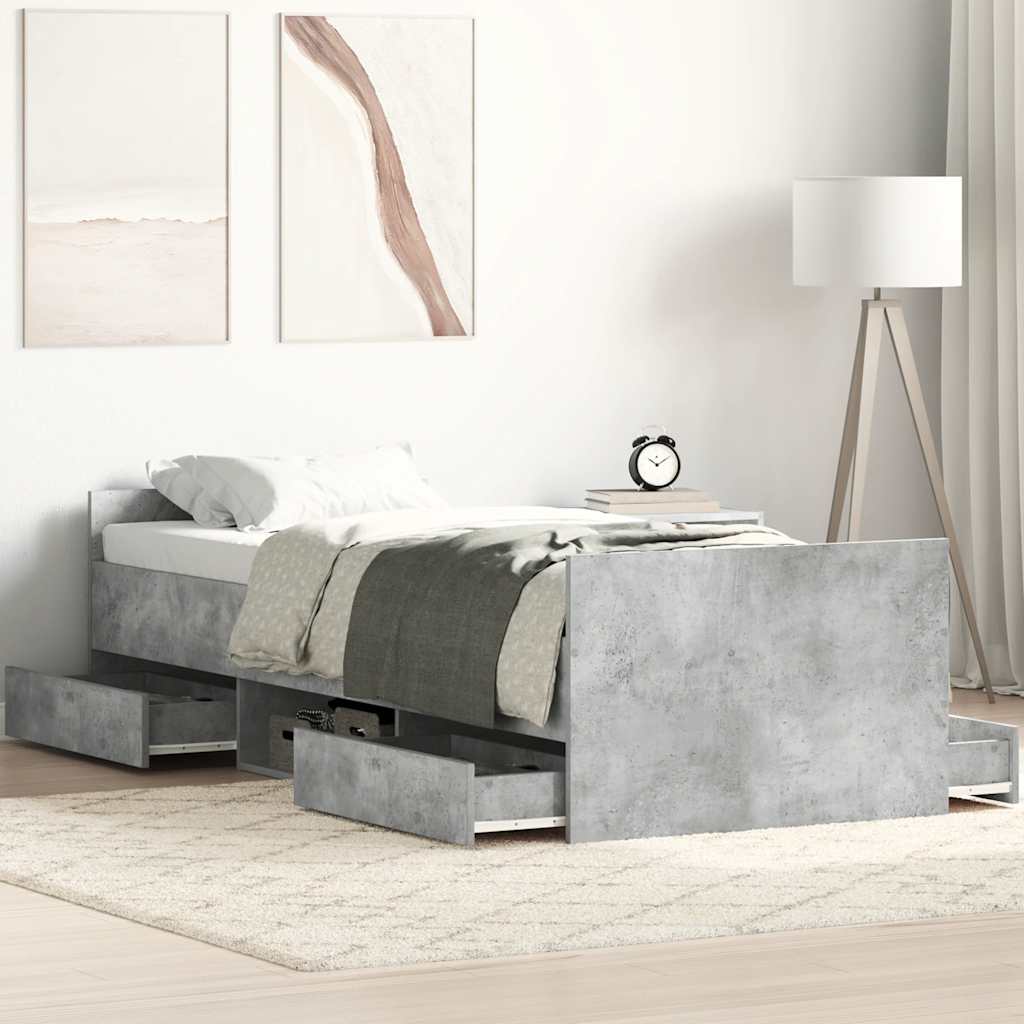 Bed Frame without Mattress Concrete Grey 90x190 cm Single