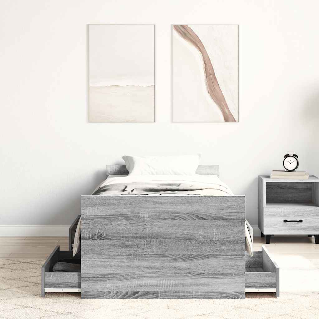 Bed Frame without Mattress Grey Sonoma 90x190 cm Single