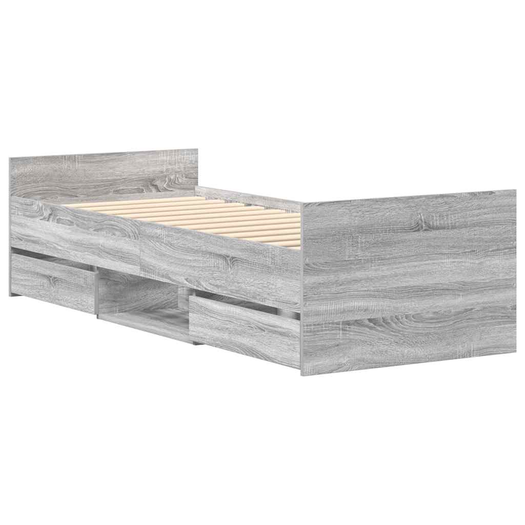 Bed Frame without Mattress Grey Sonoma 90x190 cm Single