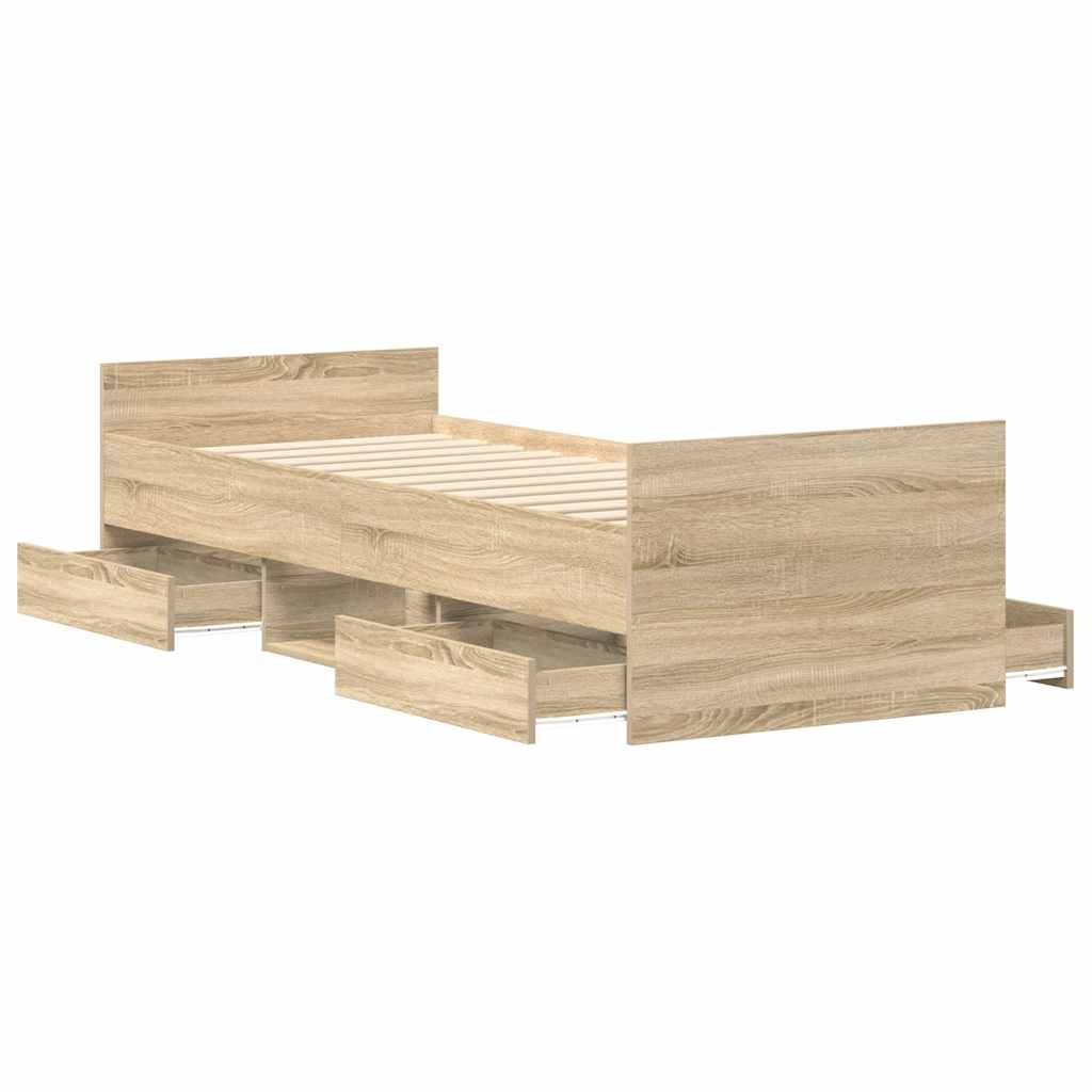 Bed Frame without Mattress Sonoma Oak 75x190 cm Small Single