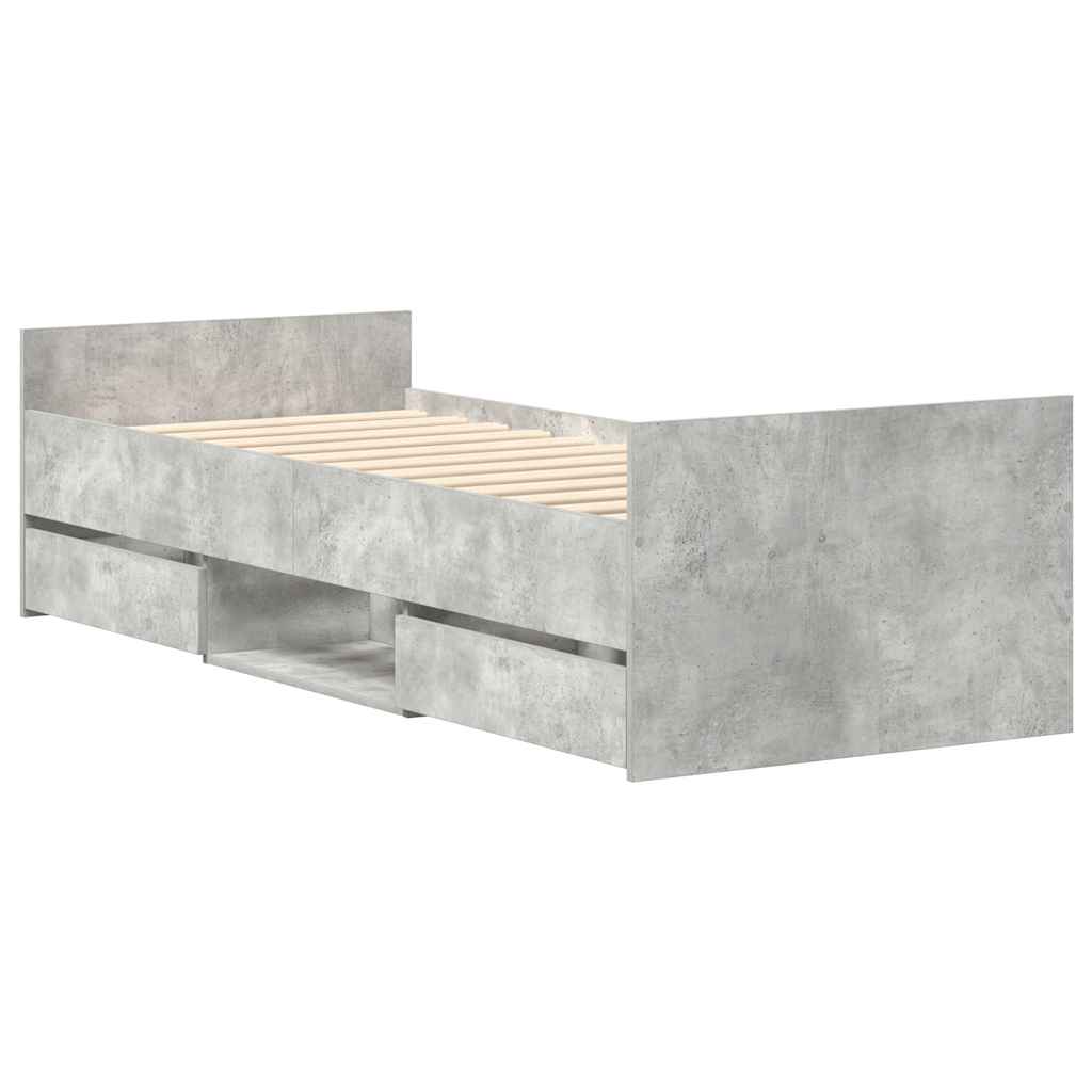 Bed Frame without Mattress Concrete Grey 75x190 cm Small Single