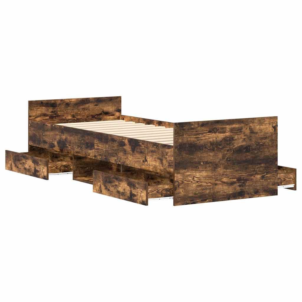 Bed Frame without Mattress Smoked Oak 75x190 cm Small Single