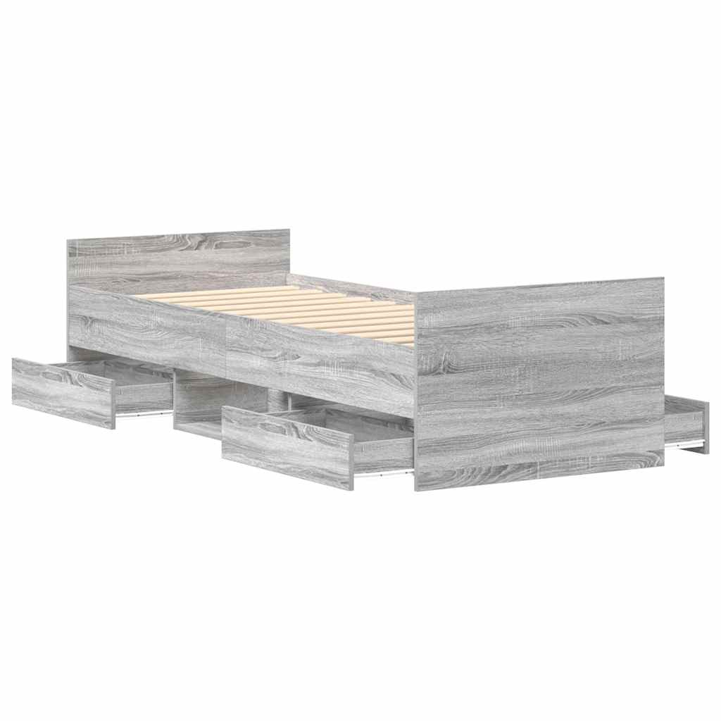 Bed Frame without Mattress Grey Sonoma 75x190 cm Small Single