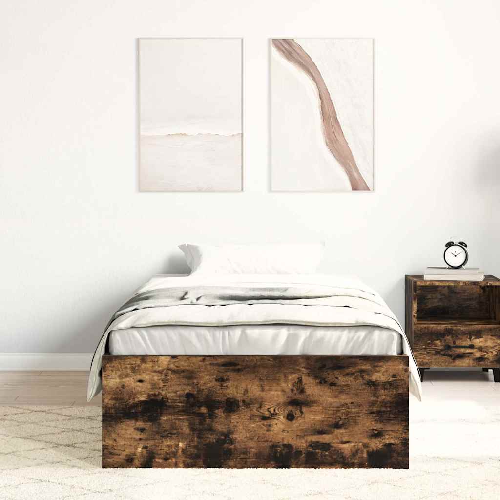Bed Frame without Mattress Smoked Oak 90x200 cm