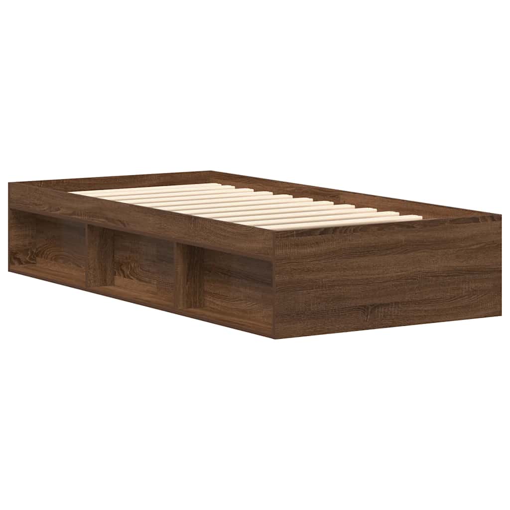 Bed Frame without Mattress Brown Oak 90x200 cm