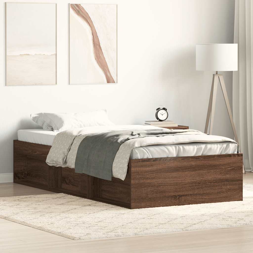 Bed Frame without Mattress Brown Oak 90x200 cm