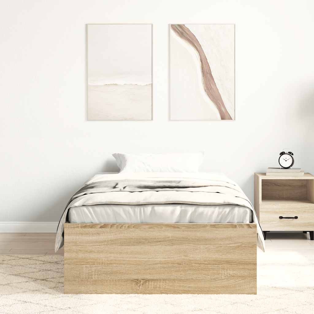 Bed Frame without Mattress Sonoma Oak 100x200 cm