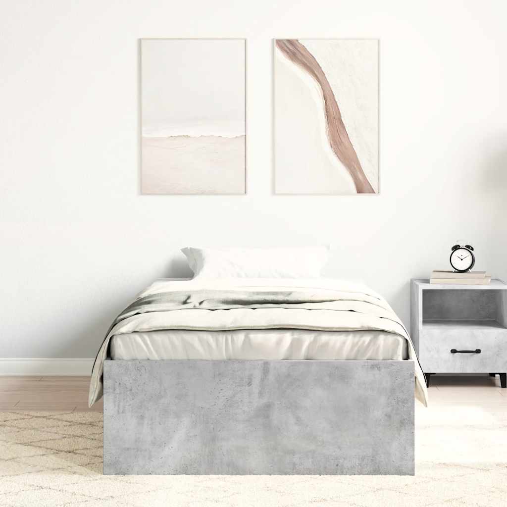 Bed Frame without Mattress Concrete Grey 100x200 cm