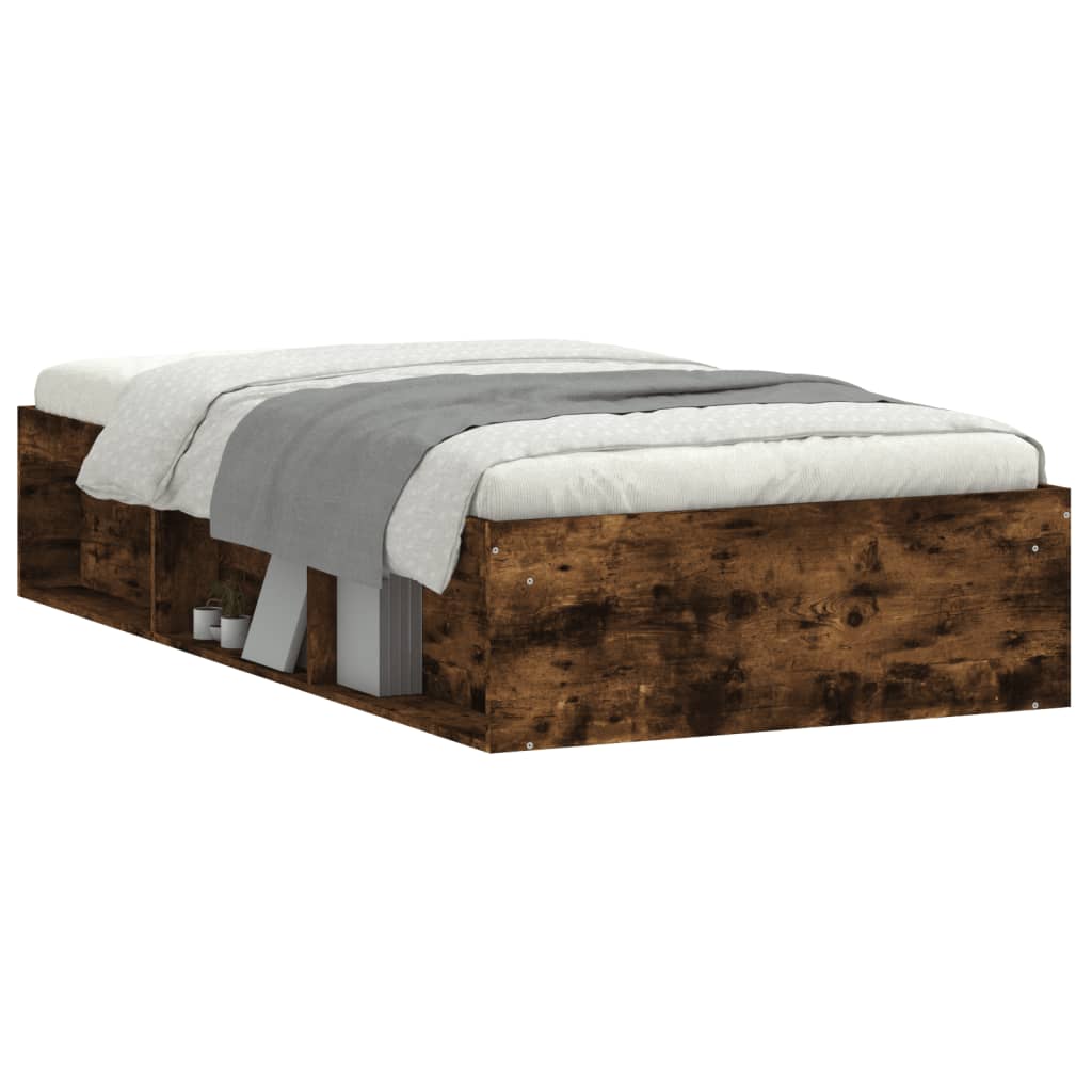 Bed Frame without Mattress Smoked Oak 100x200 cm