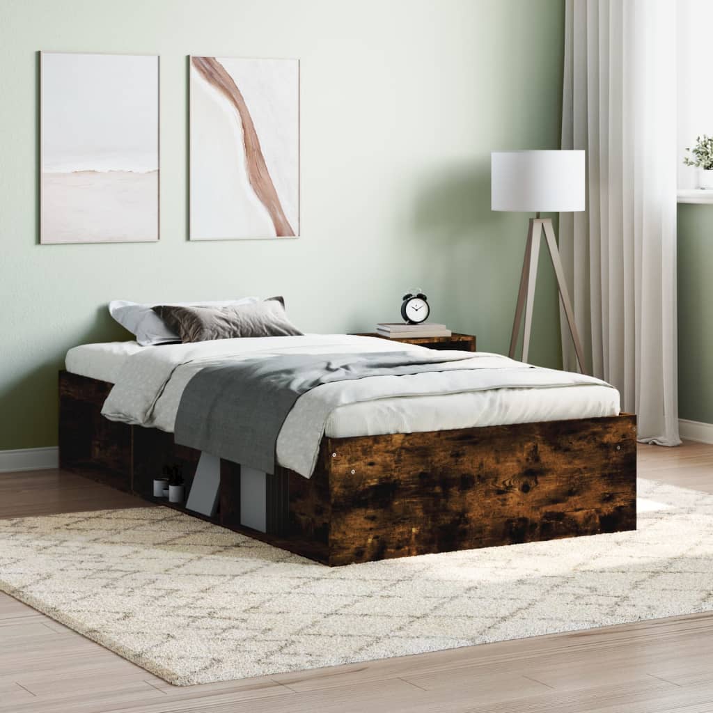 Bed Frame without Mattress Smoked Oak 100x200 cm