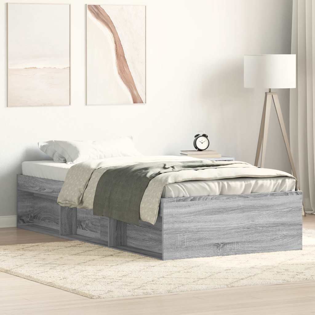 Bed Frame without Mattress Grey Sonoma 100x200 cm