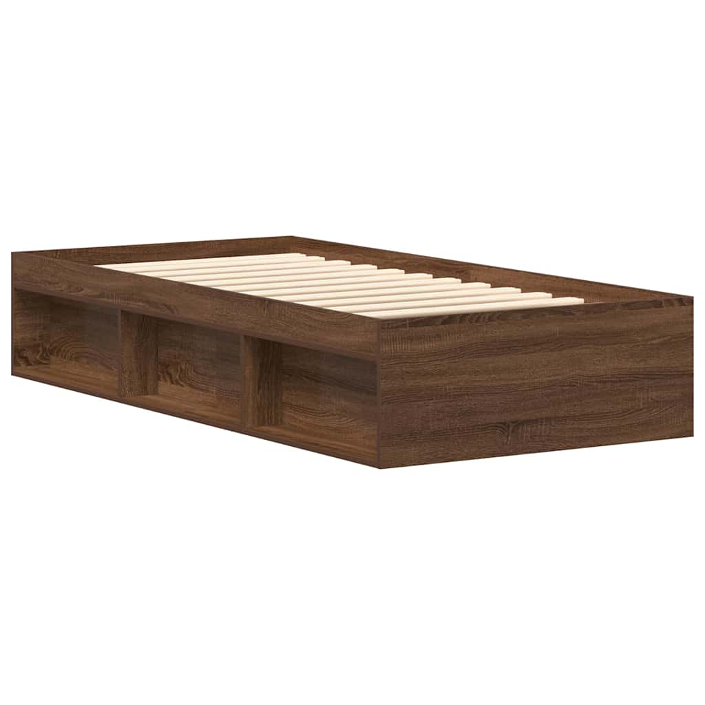 Bed Frame without Mattress Brown Oak 100x200 cm