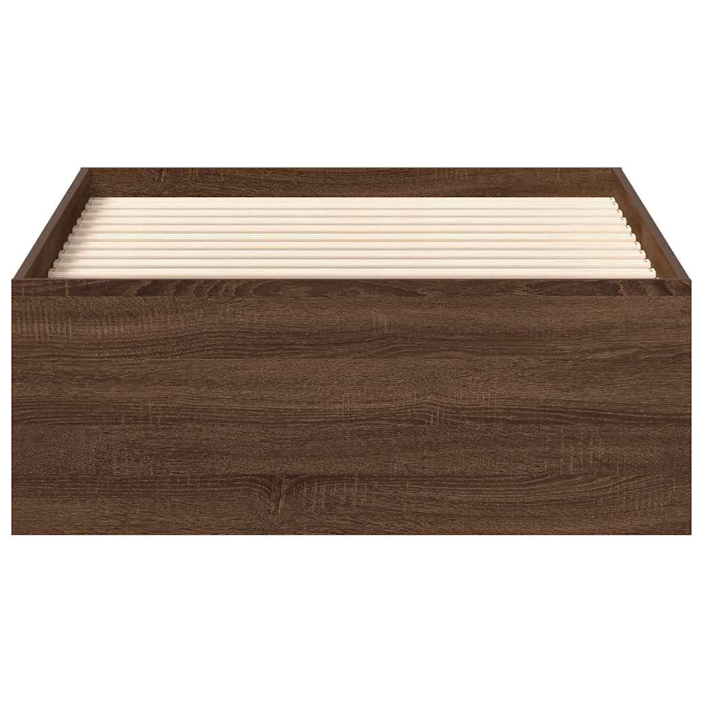 Bed Frame without Mattress Brown Oak 100x200 cm